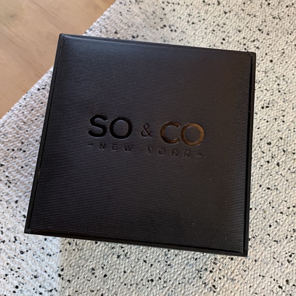 NIB SO&CO Black and Gold Discontinued Madison Watch, Stainless Steel Mesh Band - Picture 2 of 14